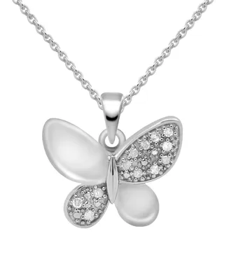 Diamond Butterfly 18" Pendant Necklace (1/10 ct. t.w.) in Sterling Silver