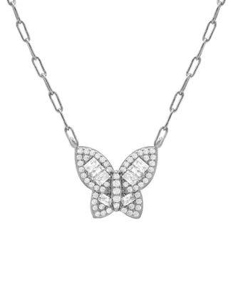 And Now This Cubic Zirconia Butterfly Necklace, Gold Plate 16+2" extender