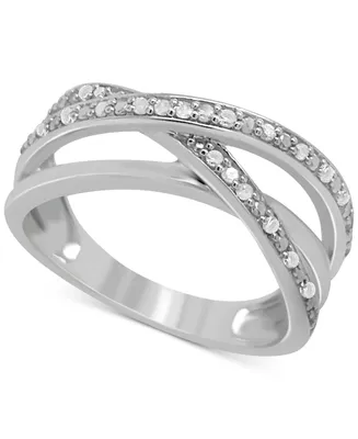 Diamond Multirow Crossover Ring (1/6 ct. t.w.) Sterling Silver