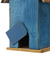 Glitzhome 10.25" Retro Birdhouse with 3D Flowers