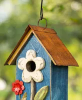 Glitzhome 10.25" Retro Birdhouse with 3D Flowers