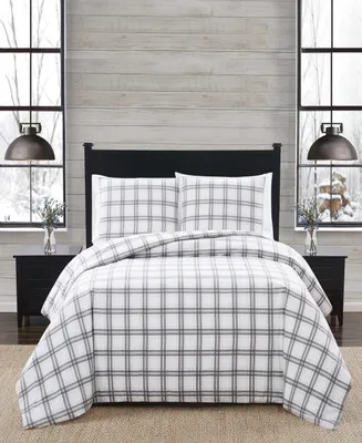 London Fog Plaid Flannel 3-Pc. Duvet Cover Set