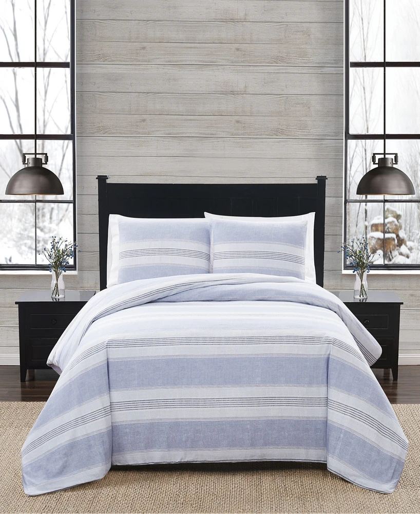 London Fog Stripe Flannel 2-Pc. Duvet Cover Set, Twin Xl