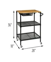 Honey Can Do 36" Kitchen Cart with Wheels, Storage Drawer and Handle