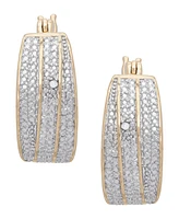 Diamond Accent 3 Row Hoop Earrings