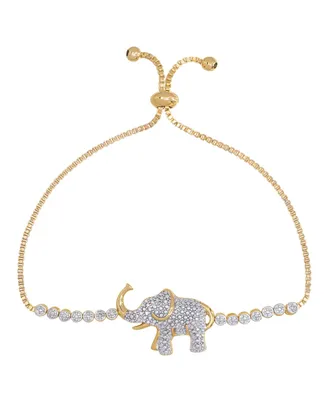 Diamond Accent Elephant Adjustable Bolo Bracelet