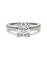 Moissanite Cathedral Solitaire Ring (1-9/10 Carat Total Weight Diamond Equivalent) 14K White Gold