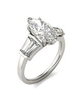 Moissanite Marquise Engagement Ring (3-1/3 Carat Total Weight Diamond Equivalent) 14K White Gold