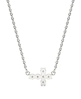 Moissanite Fixed Cross Necklace (1/5 Carat Total Weight Certified Diamond Equivalent) in 14K White Gold