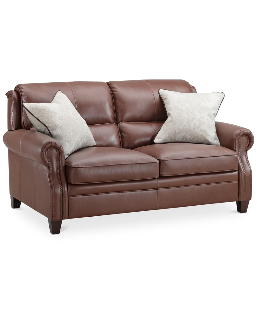 Closeout! Marick 67" Leather Roll Arm Loveseat, Created for Macy's