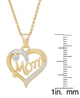 Macy's Women's Diamond Accent 'Mom' Heart Pendant Necklace