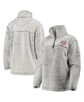 Women's G-iii 4Her by Carl Banks Gray Montreal Canadiens Sherpa Quarter-Zip Pullover Jacket