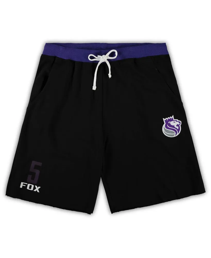 Men's De'Aaron Fox Black Sacramento Kings Big and Tall French Terry Name Number Shorts