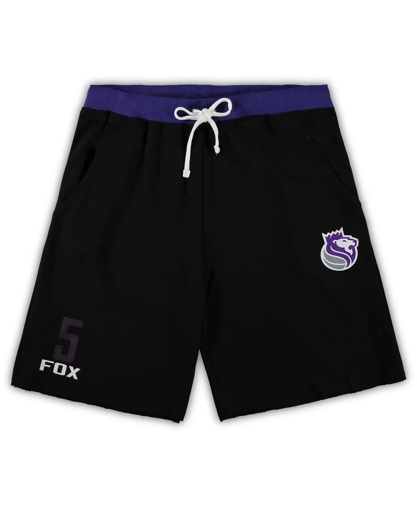 Men's De'Aaron Fox Black Sacramento Kings Big and Tall French Terry Name and Number Shorts