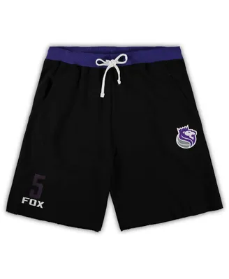 Men's De'Aaron Fox Black Sacramento Kings Big and Tall French Terry Name Number Shorts