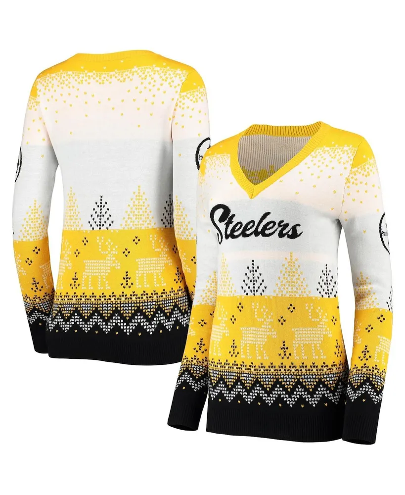 Pittsburgh Steelers FOCO Women's Ugly Holiday Cropped Sweater - Black