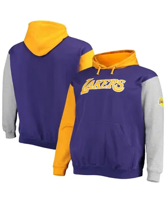 Men's Fanatics Purple and Gold Los Angeles Lakers Big Tall Double Contrast Pullover Hoodie