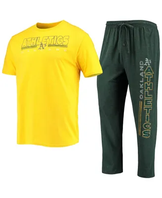 Men's Concepts Sport Green, Gold Oakland Athletics Meter T-shirt and Pants Sleep Set