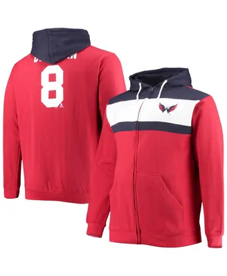 Men's Profile Alexander Ovechkin Red Washington Capitals Big and Tall Colorblock Full-Zip Hoodie
