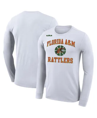 Men's Nike x LeBron James White Florida A&M Rattlers Collection Legend Performance Long Sleeve T-shirt