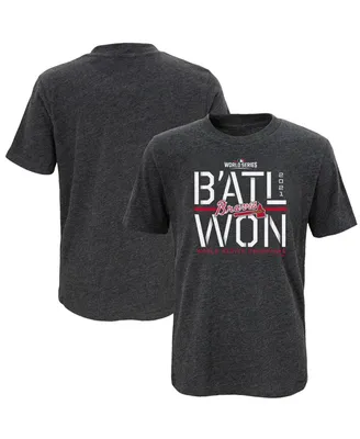 Big Boys Fanatics Charcoal Atlanta Braves 2021 World Series Champions Stealing Home T-shirt