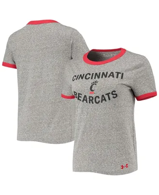 Women's Under Armour Heathered Gray Cincinnati Bearcats Siro Slub Tri-Blend Ringer T-shirt