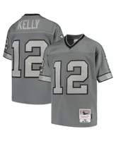 Big Boys Mitchell & Ness Jim Kelly Charcoal Buffalo Bills 1990 Retired Player Metal Replica Jersey