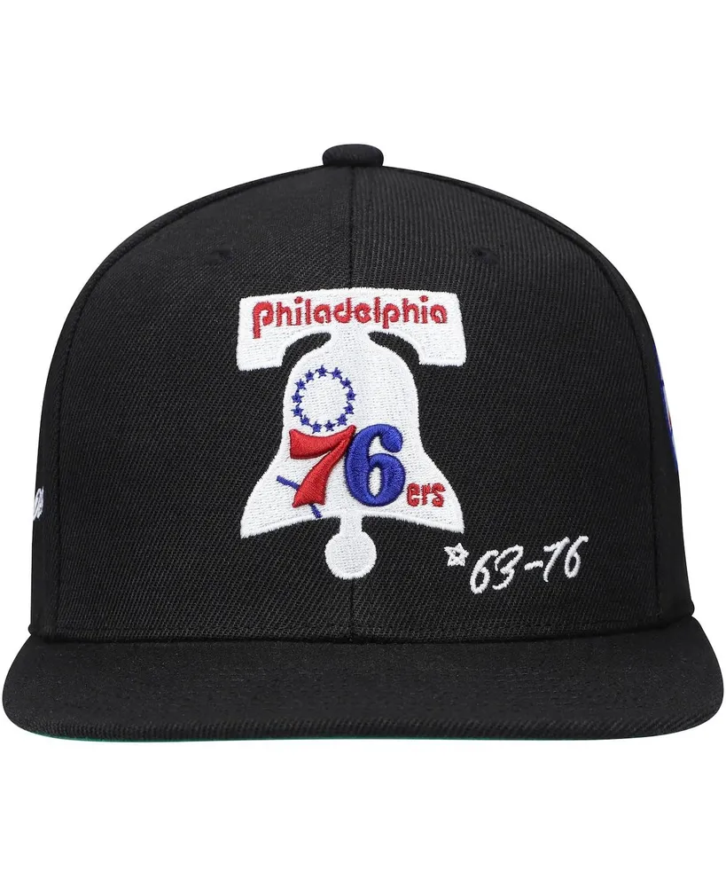 Men's Mitchell & Ness Black Philadelphia 76ers Hardwood Classics Timeline Fitted Hat