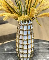 Vase with Square Design - White, Gold