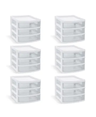 Mq 3-Drawer Storage Unit with Clear Drawers, Pack of 6