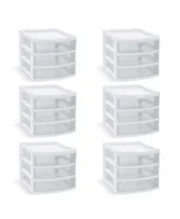 Mq 3-Drawer Storage Unit with Clear Drawers, Pack of 6