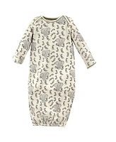 Touched by Nature Baby Boys Unisex Organic Cotton Gowns, Elephant, Preemie/Newborn