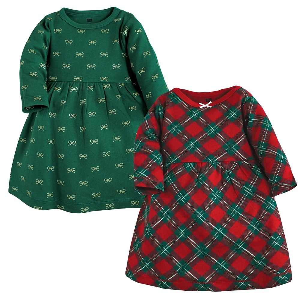 Hudson Baby Girls Cotton Dresses, Christmas Plaid, 9-12 Months