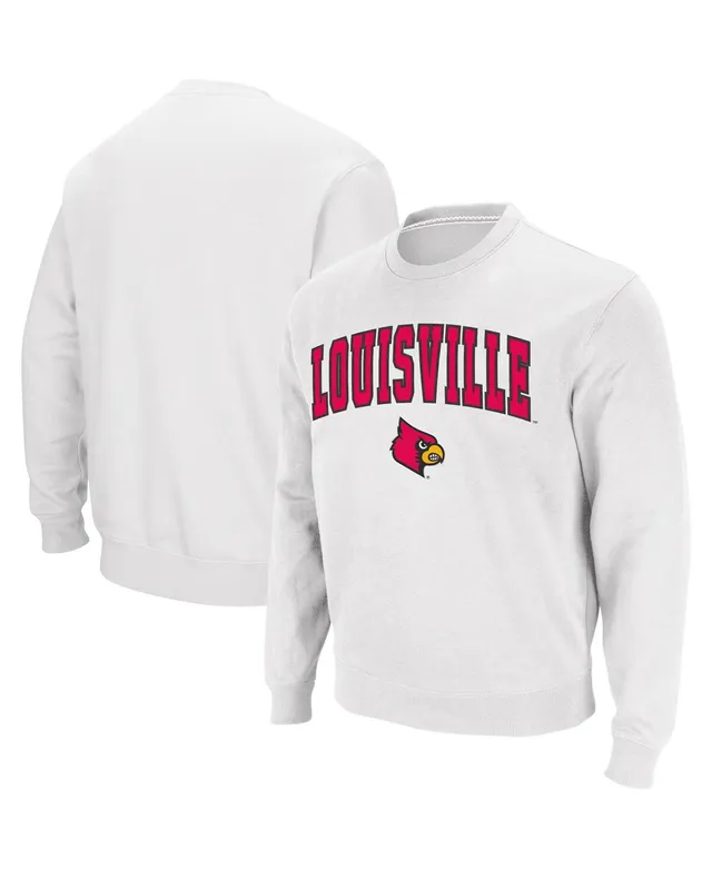 Men's Colosseum Red Louisville Cardinals Arch & Logo Crew Neck Sweatshirt