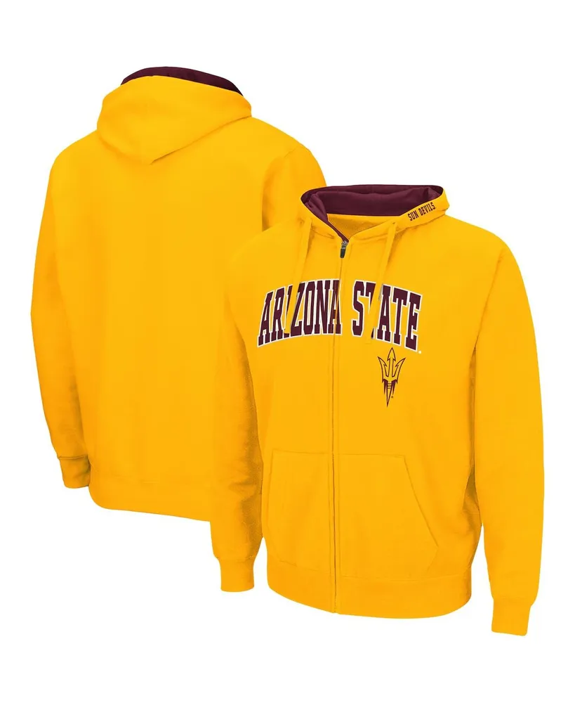 Men's Colosseum Gold-Tone Arizona State Sun Devils Arch Logo 3.0 Full-Zip Hoodie