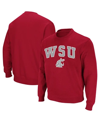Colosseum Men's Washington State Cougars Arch and Logo Crew Neck Sweatshirt