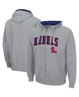 Men's Colosseum Heathered Gray Ole Miss Rebels Arch Logo 3.0 Full-Zip Hoodie