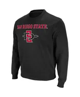 Men's Colosseum Black San Diego State Aztecs Arch Logo Tackle Twill Pullover Sweatshirt