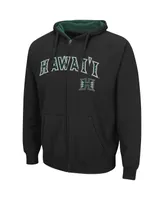 Men's Colosseum Black Hawaii Warriors Arch & Logo 3.0 Full-Zip Hoodie