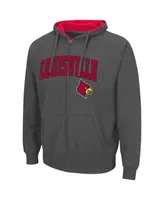 Men's Colosseum Charcoal Louisville Cardinals Arch & Logo 3.0 Full-Zip Hoodie