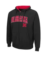 Men's Colosseum Black Nebraska Huskers Arch Logo 3.0 Full-Zip Hoodie