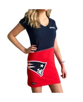 Women's Refried Apparel Navy and Red New England Patriots Hooded Mini Dress