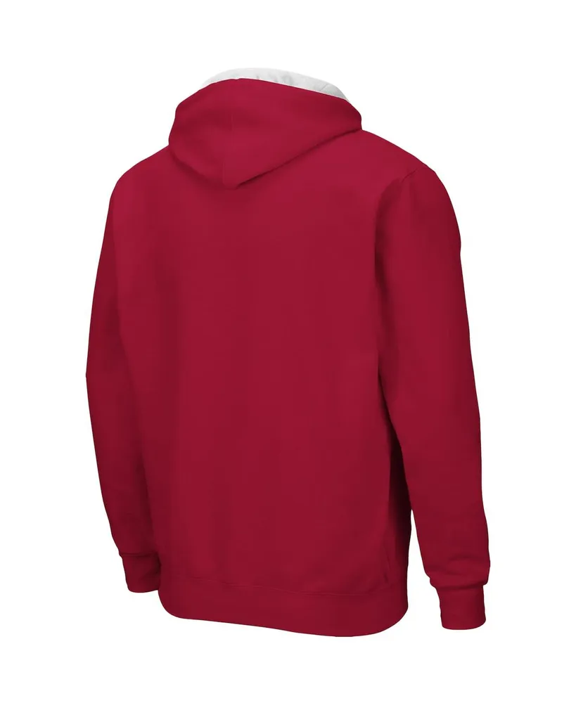 Men's Colosseum Crimson Indiana Hoosiers Arch & Logo 3.0 Full-Zip Hoodie