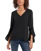 Vince Camuto Women's V-neck Flutter Sleeve Blouse