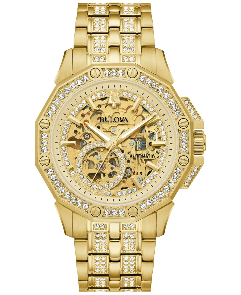 Bulova Men's Octava Automatic Crystal-Accent Gold-Tone Stainless Steel Bracelet Watch 41.7mm - Gold