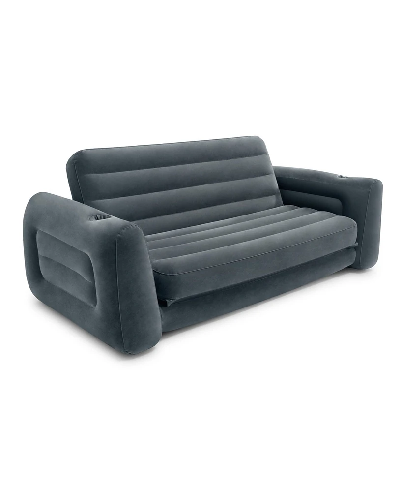 Intex Queen Size Inflatable Pull-Out Sofa Bed Sleep Away Futon Couch, Dark Gray