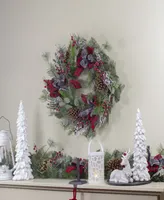 24" Dual Plaid and Berries Unlit Artificial Christmas Wreath