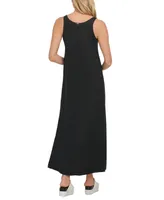 Dkny Linen V-Neck Maxi Dress