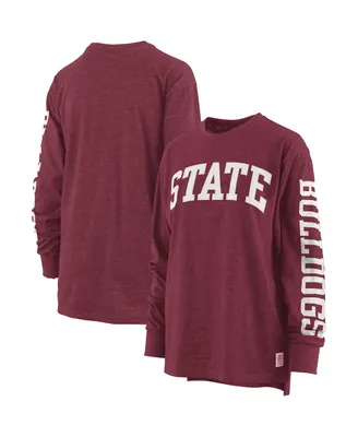 Women's Pressbox Maroon Mississippi State Bulldogs Two-Hit Canyon Long Sleeve T-shirt