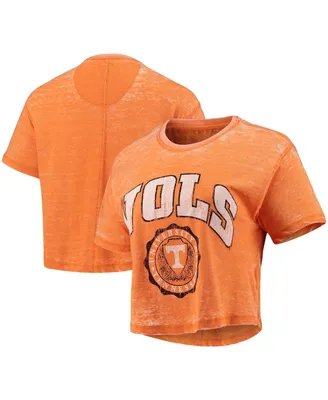 Women's Pressbox Tennessee Orange Volunteers Edith Vintage-Like Burnout Crop T-shirt